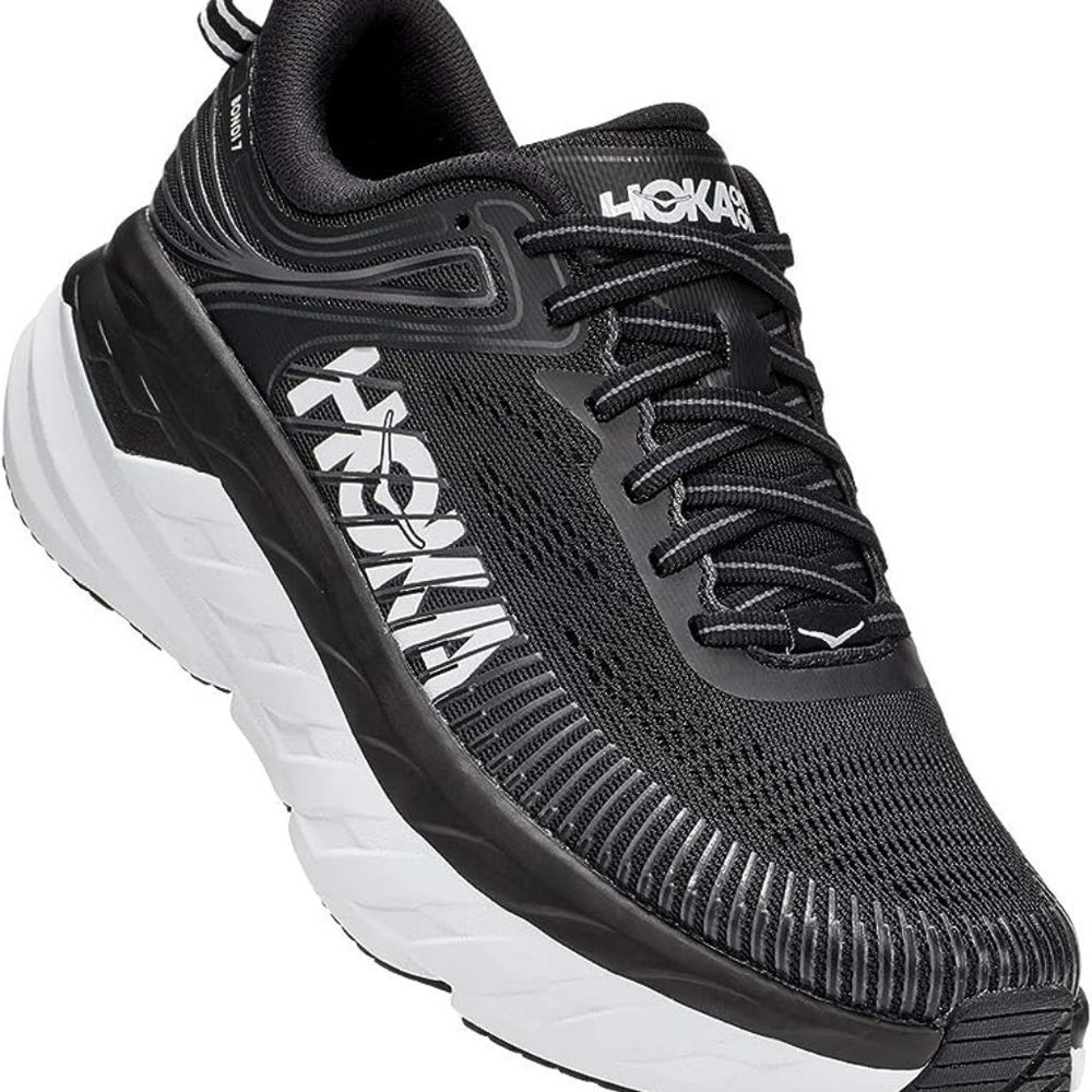 HOKA ONE ONE Bondi 7 Women’s Running Shoe BLACK WHITE BWHT CUSHIONED BRAND NEW!